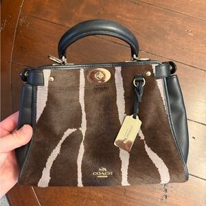 Coach Zebra Print Brown and Black Satchel without strap